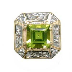 Y1716 14K SQUARE PERIDOT & DIAMOND SLIDE 